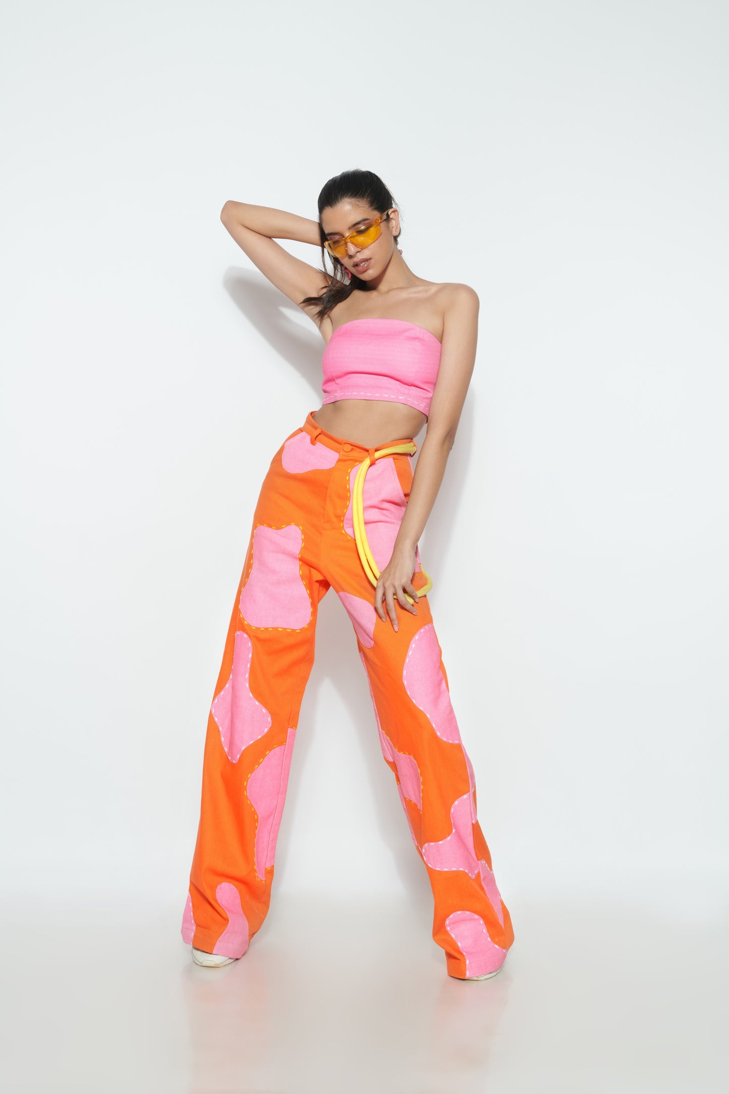 COTTON CANDY CROP TOP AND SPOTTED IN PINK PANTS CO-ORD SET